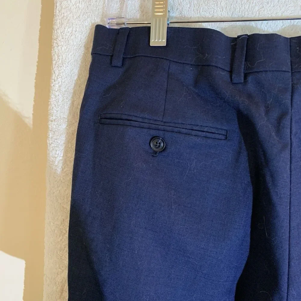 Tommy Hilfiger Pants Men 34WX30L Dark Blue Classic Fit Wool Blend Dress Business